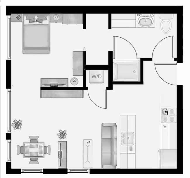 Open 1x1 floor plan
